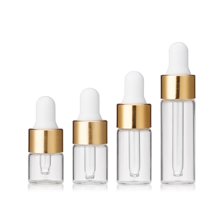 1ml 2ml 3ml 5ml Mini Clear Glass Dropper Vials for Traveling Essential Oils Perfume Cosmetic Liquid