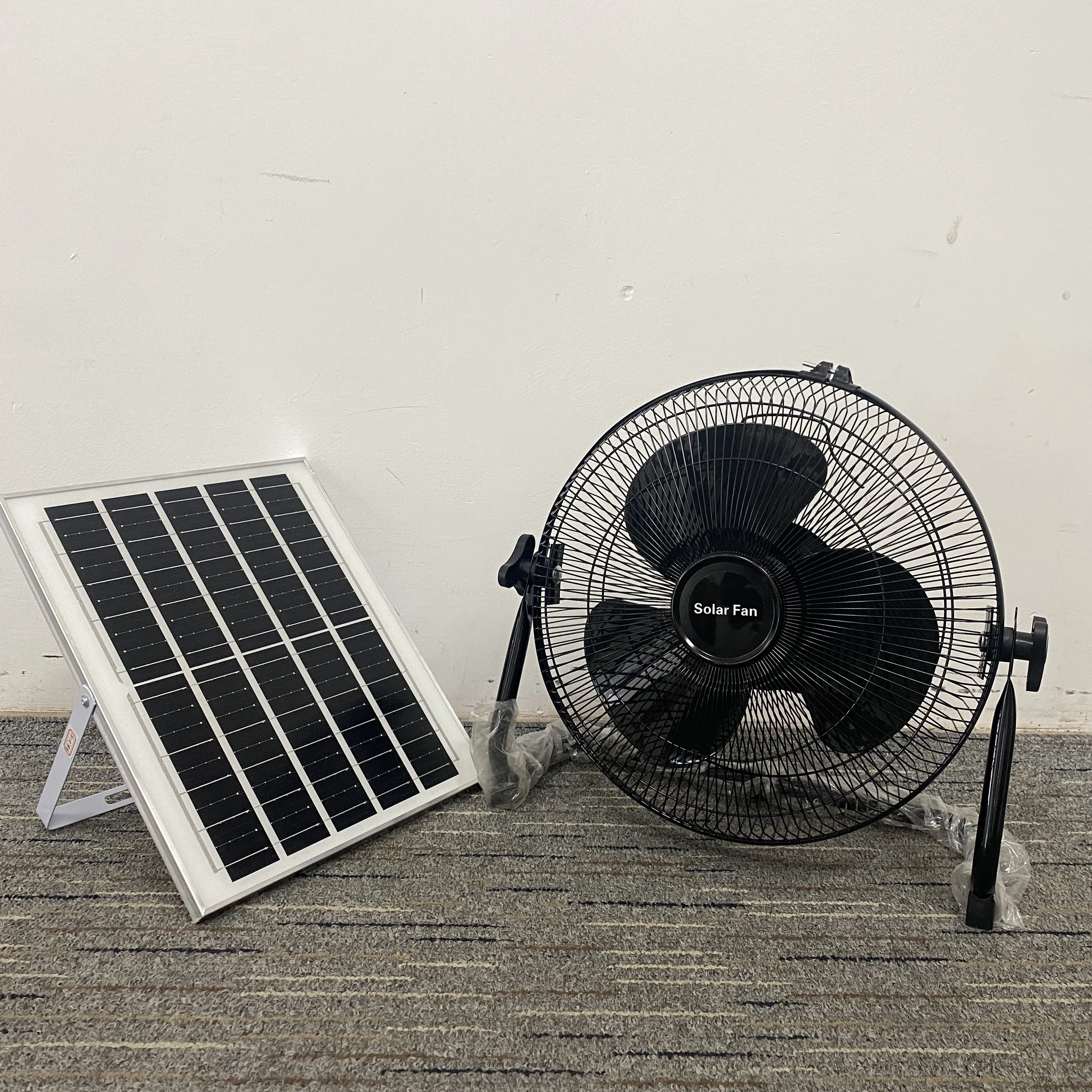 12-Inch Portable Rechargeable Solar Standing Fan with Removable Solar Panel System for Home Use