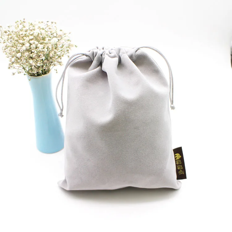 
New design customized white velvet jewelry drawstring gift bag with logo 