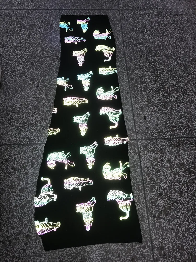 Fashion tiger pattern anti-static flexible reflective polyester material