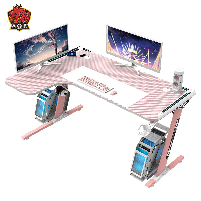 AOR ESPORTS New model l shaped gaming computer desk with rounded corner