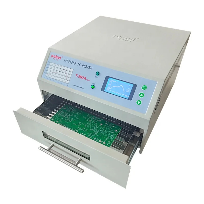 Puhui Reflow Oven T-962A V2.0 1500w Mini Desktop Reflow Oven 300*320mm  Infrared BGA SMD SMT Rework Station