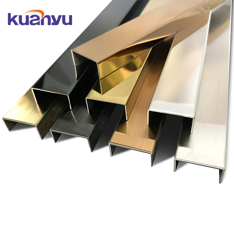 
High Quality Hot Selling Multiple Colour Luxurious Shiny Mirror 304 Stainless Steel Decorative Strips Square Edge Tile Trim 