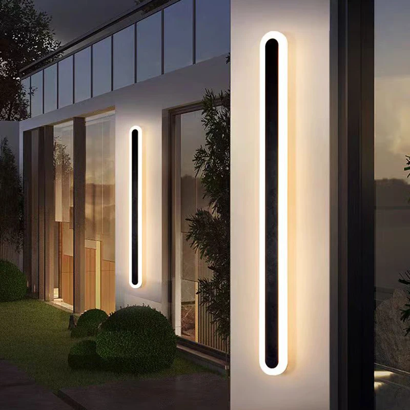 110 В 220 Водонепроницаемый Черный наружный длинный линейный настенный светильник для крыльца современные светодиодные наружные настенные светильники