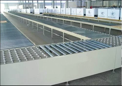 Powered conveyor roller assembly line