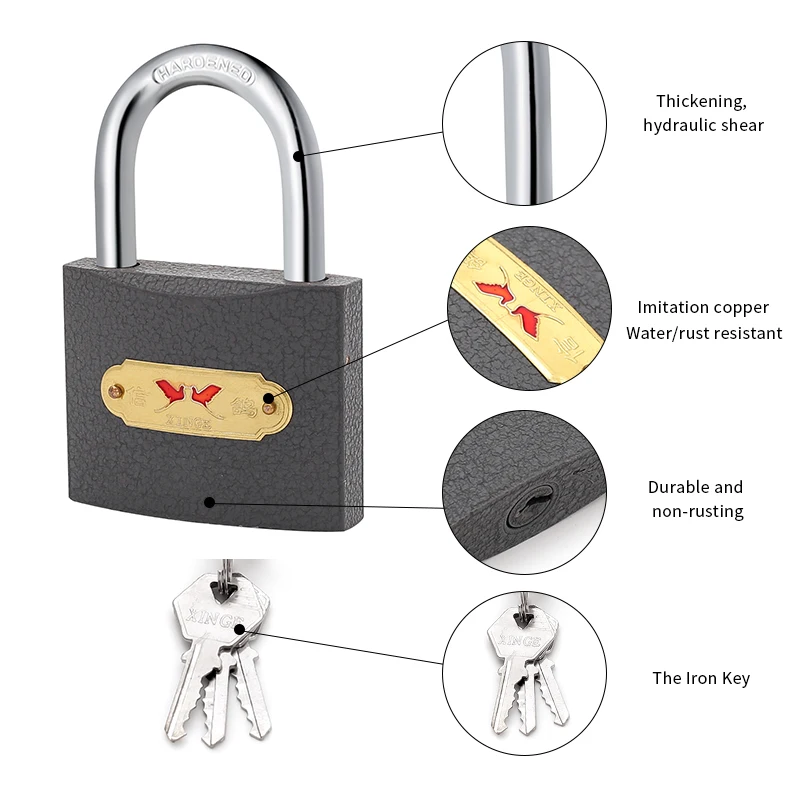 Multi size factory wholesale cheap gray iron 20mm padlock Pujiang padlock Yiwu lock