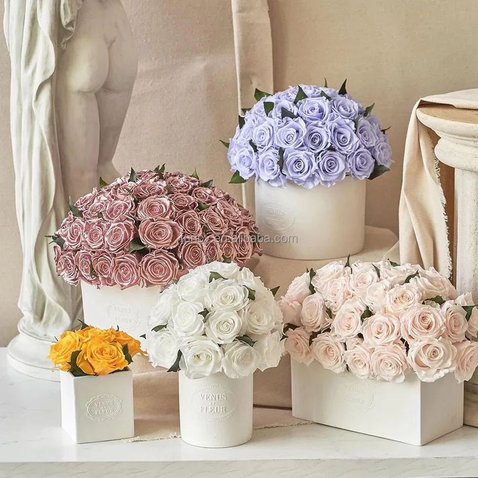 Valentine Gifts Natural Real Rosen Immortal Flower Arrangement Gift Box Stabilized Infinity Forever Eternal Preserved Roses