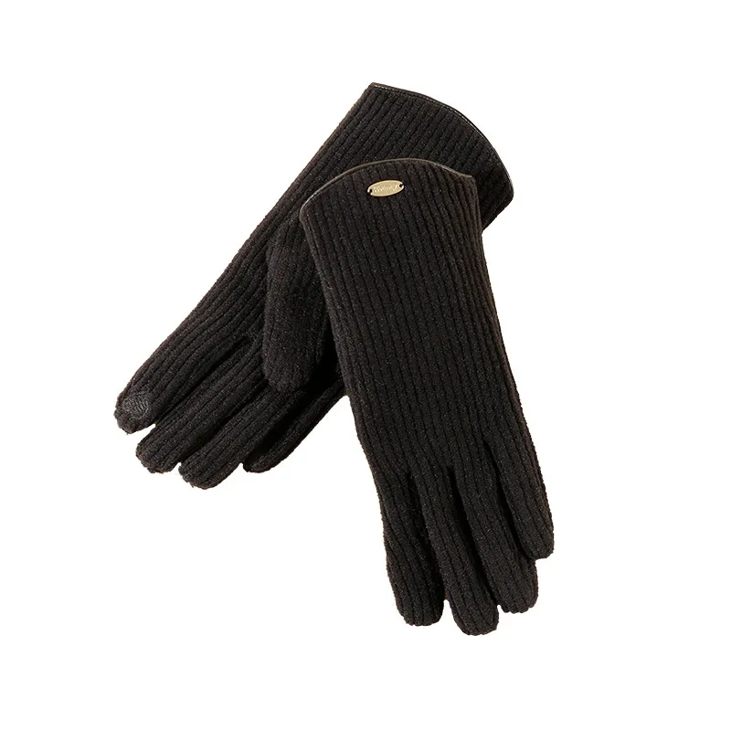 Women winter Warm Gifts fashion design technical fabric plus velvet thick touch screen mittens