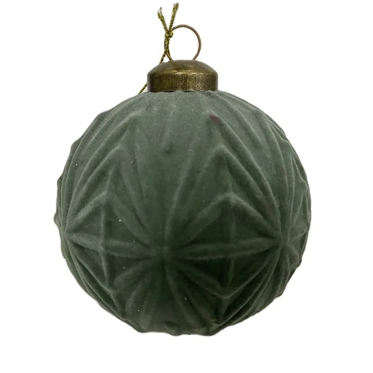 Новый дизайн, рождественские украшения, шары для украшения дома, 8 см, зеленый бархатный материал, стеклянный шар