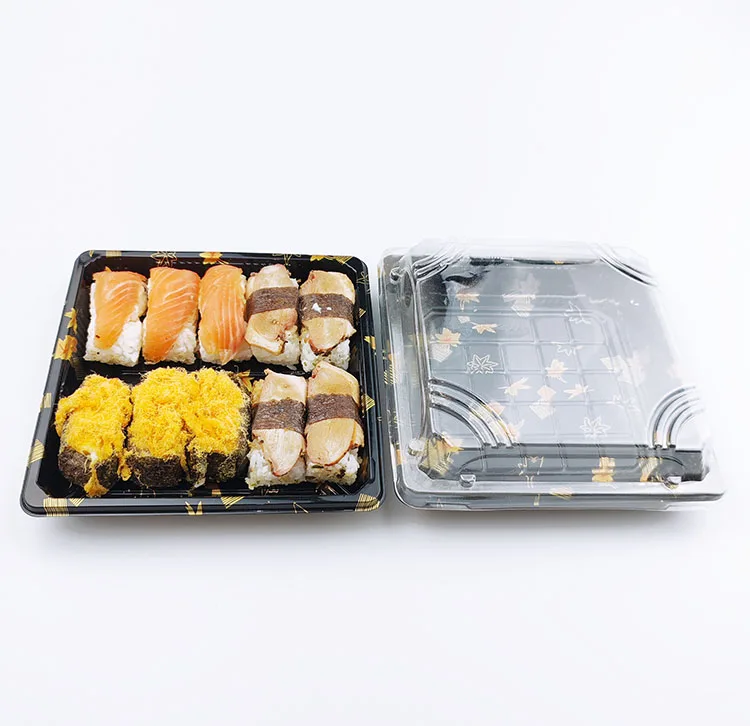 Pet Plastic Sushi Sashimi Packaging Tray Food Grade Square Meat Vegetable Fresh Plates