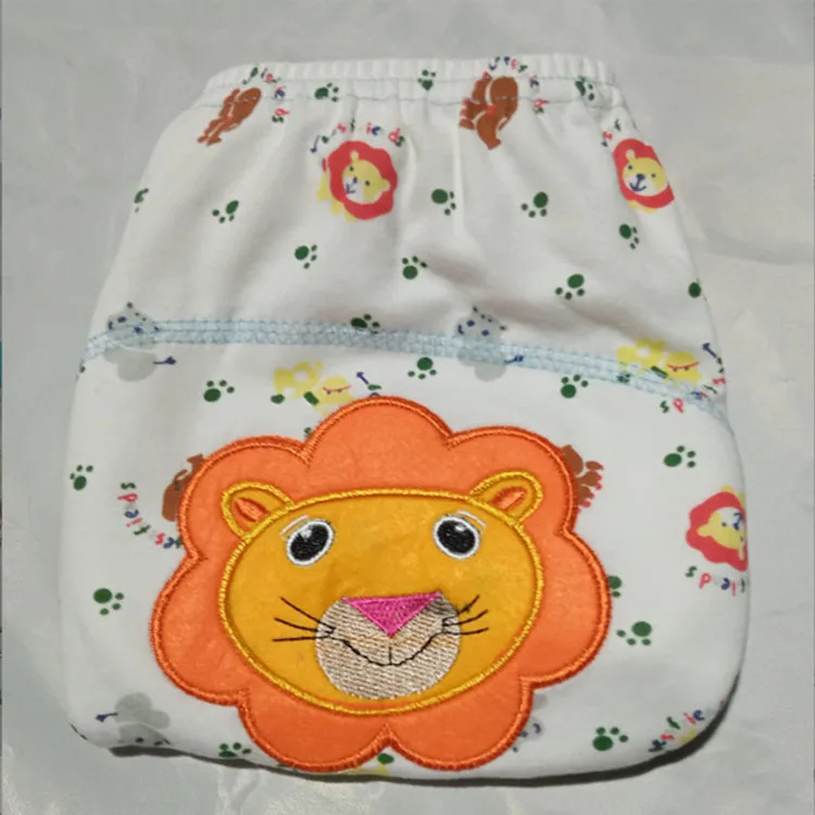 Factory Price Cute animal embroidered elastic baby diaper pants new born baby soft cotton panty diaper