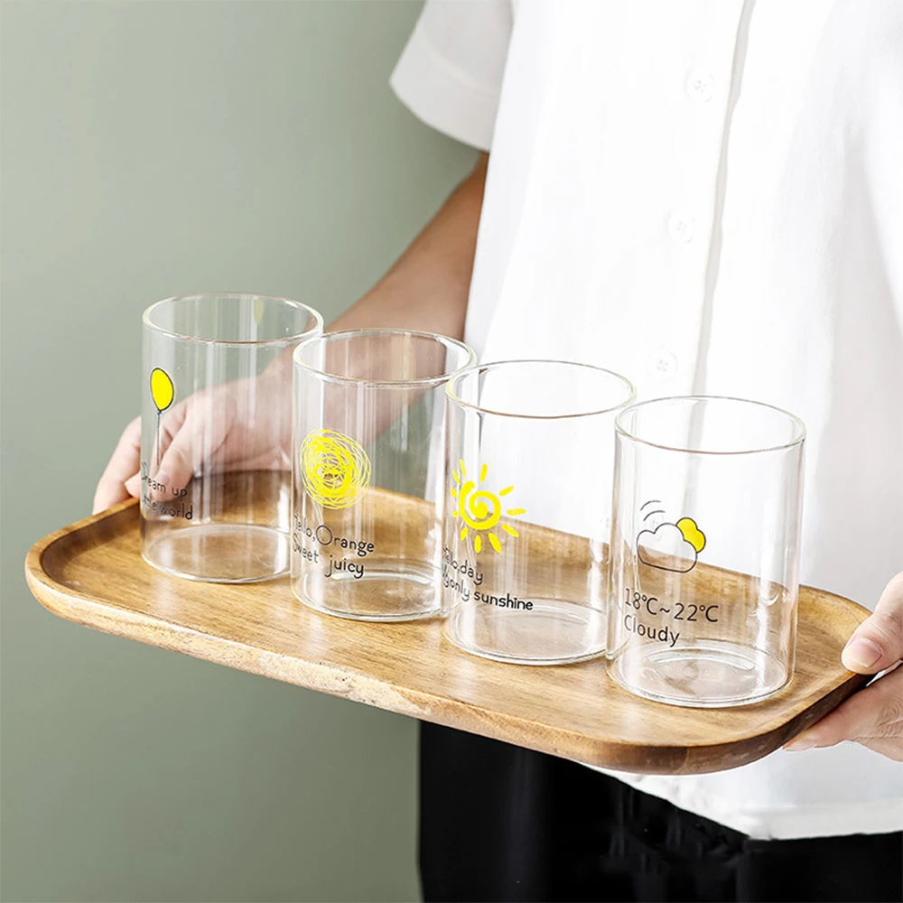 Heat Resistant Round Glass Coffee Cup Letter Glass Cup For Juice Tea Cup Personalized Mug