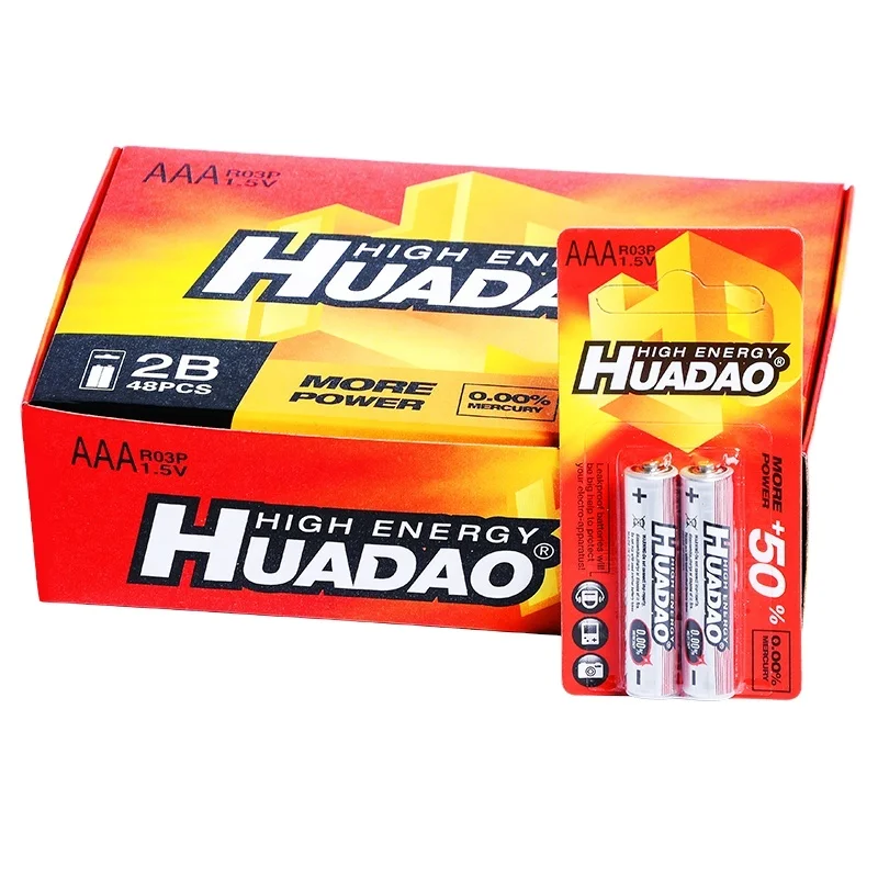 Carbon Zinc AAA Dry Battery Cells High Energy 1.5v R03P Battery OEM Extra Heavy Duty Battery