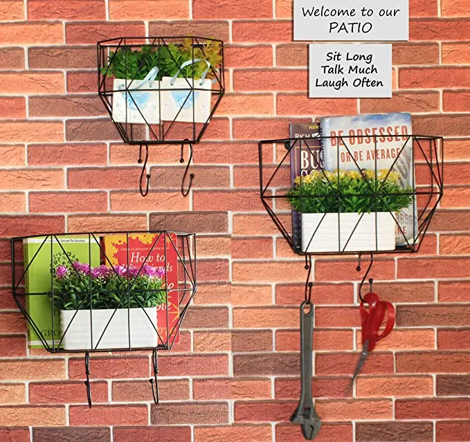Kitchen Pantry Bathroom Bedroom Entryway Laundry Room Garage Hanging Storage Organizer Wall Mounted Metal Wire Storage Baskets