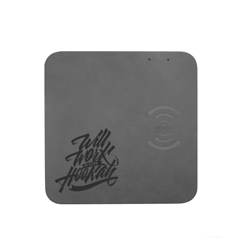 Customized Logo Engraving Charging Mouse Pad Laser Leatherette Wireless Charging Pad