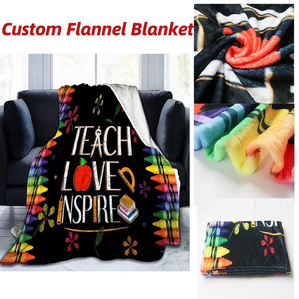 OEM Custom Personalized Warm Soft Sofa Blanket Blank Print Sublimation Logo 100% Polyester Flannel Fleece Throw Custom Blankets
