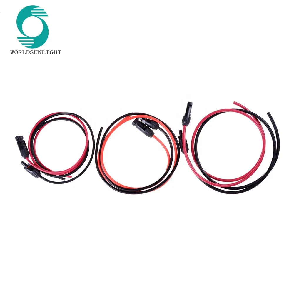 Solar PV Cable 12 AWG 4mm2 with solar connector Tinned-Copper Conductor TUV approved XLPE insulation solar cable wire