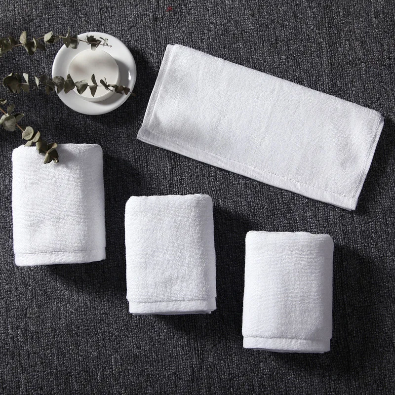 Eco-Friendly Luxury Towel Set 100% Cotton Custom Logo White Face Cloth Hand Towel