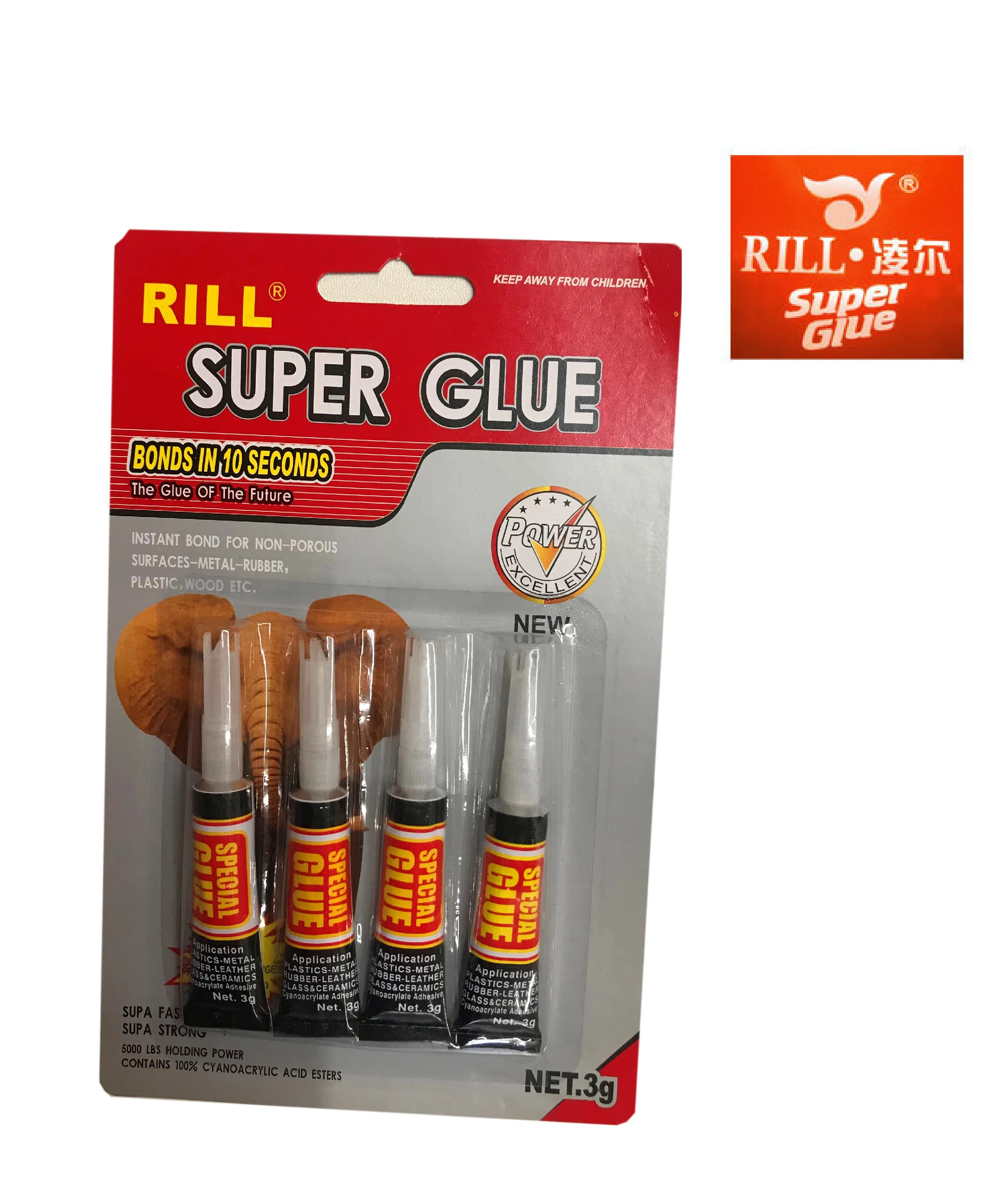 RILL brand one tube in blister 502 instant super glue elephant  fast dry 502glue  cyanoacrylate adhesive