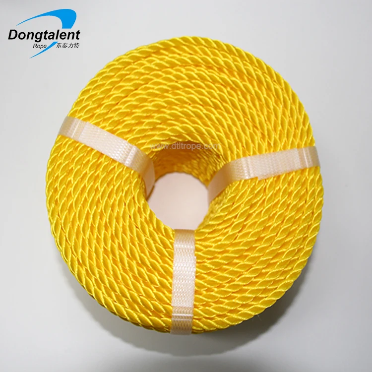 18mm   yellow polyethylene rope twisted pe twisted seaweed rope three strands of polyethylene rope