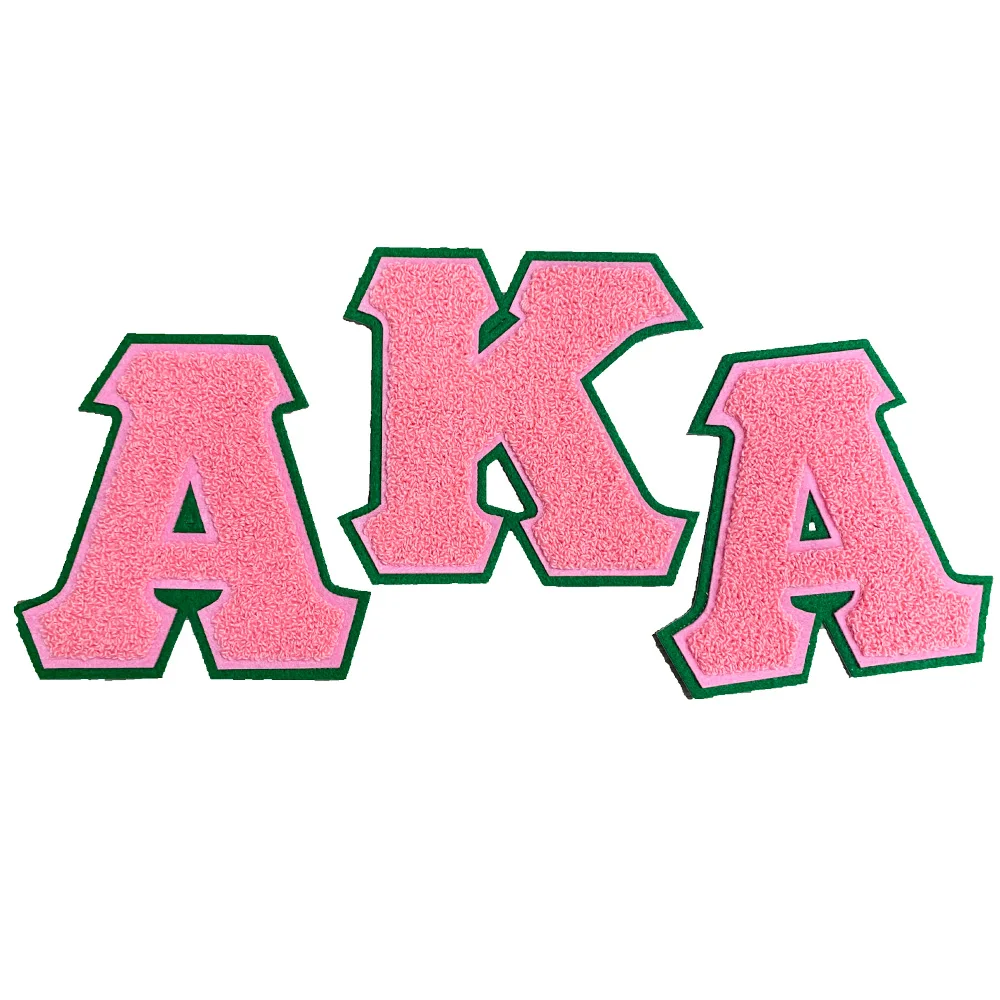 Wholesale heat press sorority aka chenille patches aka iron on patches embroidered