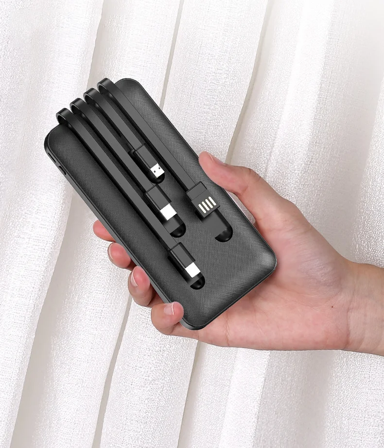 5v2a chaiging portable powerbank ultra thin for Android Type C power bank 10000mah 20000mah with cable digital power display