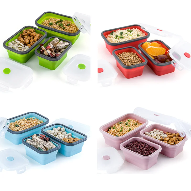100% Food Grade Durable Insulated Airtight Collapsible Food Storage Container Lunch Box for Kids