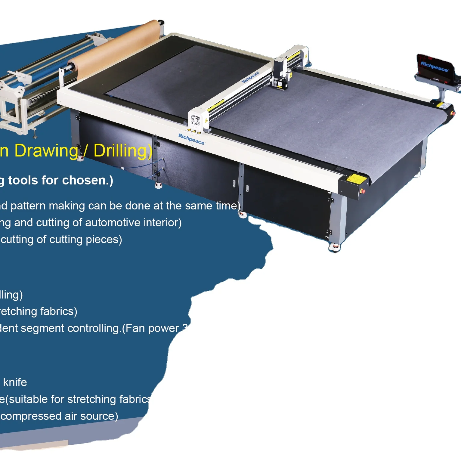 Richpeace high quality Automatic 9cm Multi-Layer Cutting Machine used for textile garments apparel