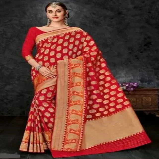 Banarasi Silk Premium Quality Indian Elegant Look Party Wear at Wholesale Price Sarees Wirh Beautiful Weaving