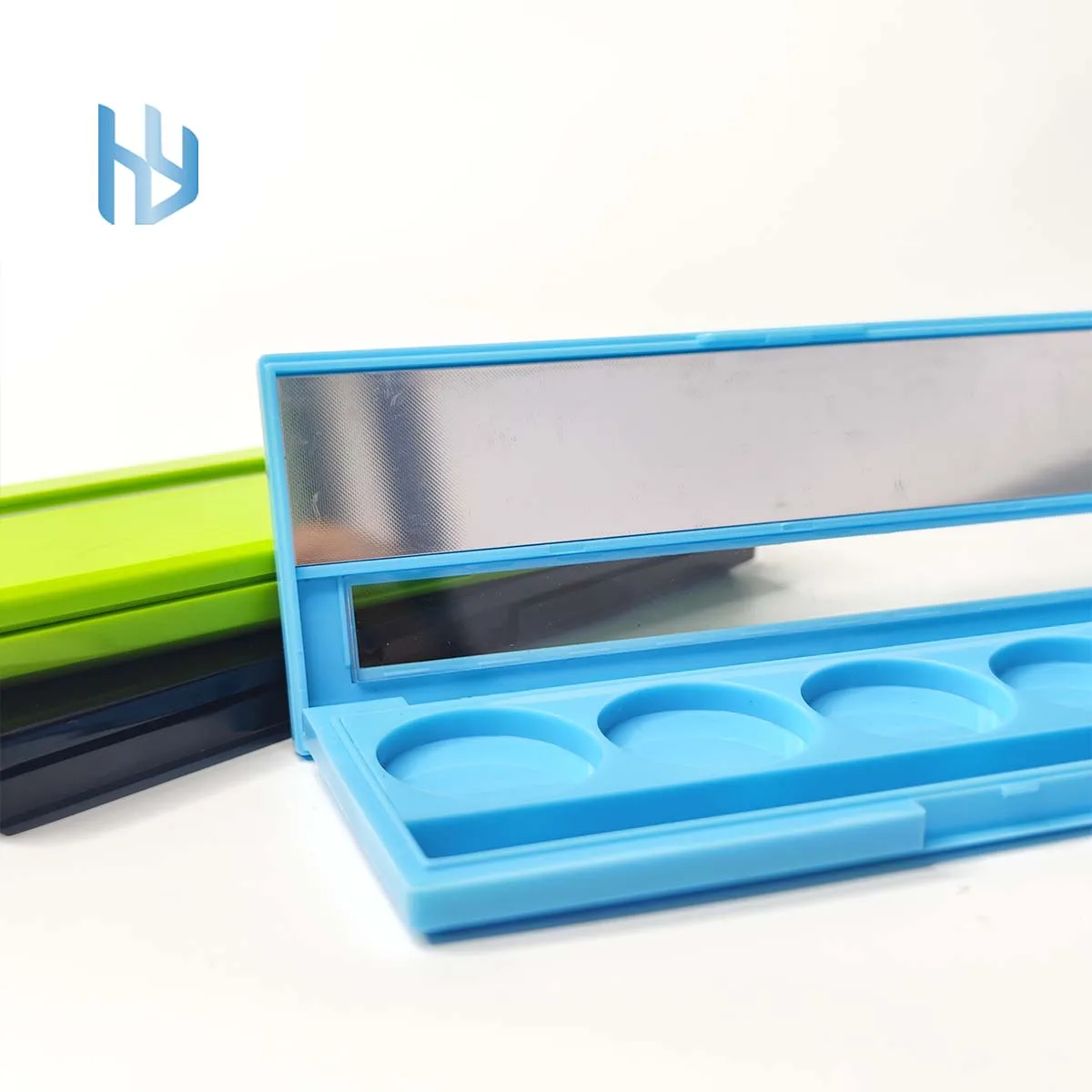 Low MOQ  26.5mm 5Colors Matte Black High Pigmented Shimmer Eyeshadow Case Custom Logo Empty Eyeshadow Palette Case