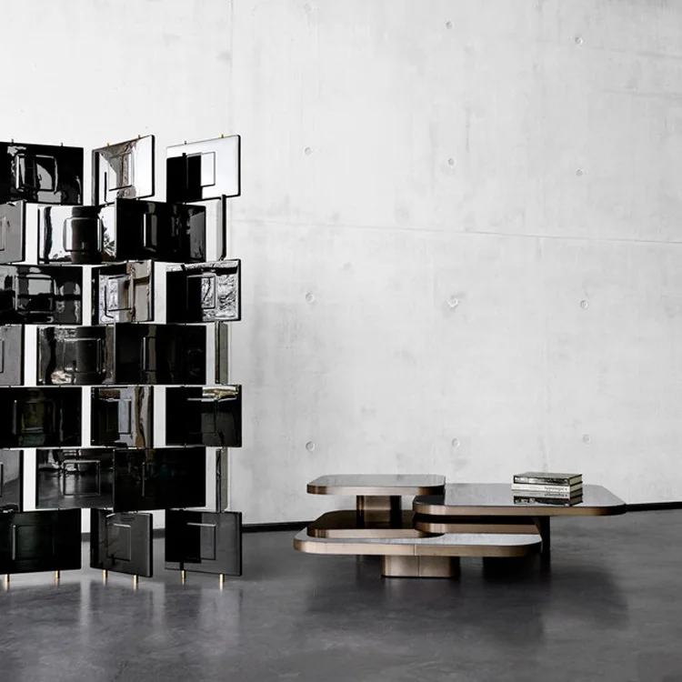 High quality marble counter tops creative simple square glass coffee table small apartment set end table