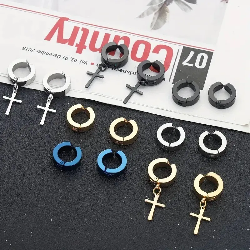 15 Pairs Magnetic Stud Earrings Set for Men Women Magnet Stainless Steel Black Cz Non Piercing Dangle Hoop Earrings