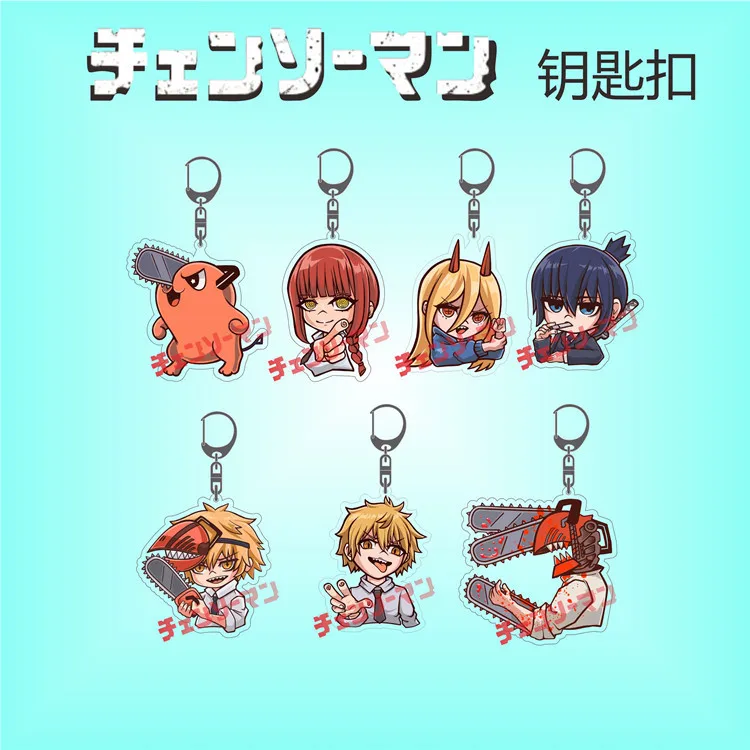7 Styles Chainsaw Man Light Keychain Anime Game Keyring Men Cartoon Pendant Keyring Cute Jewelry Acrylic Key Chain