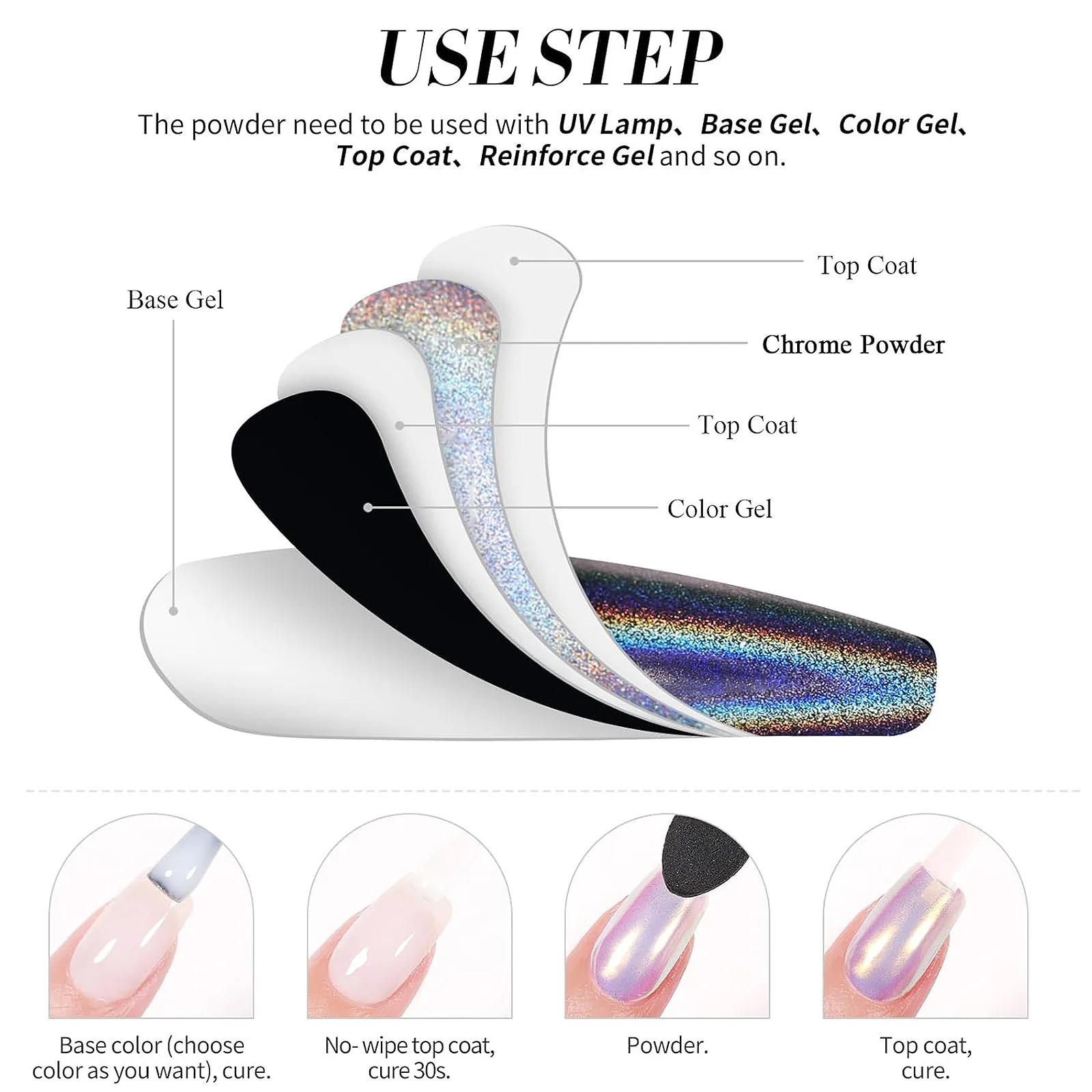 8 Colors Laser Mirror Effect Nail Art Pigment Powder Design Acrylic Nail Magic Mirror Powder