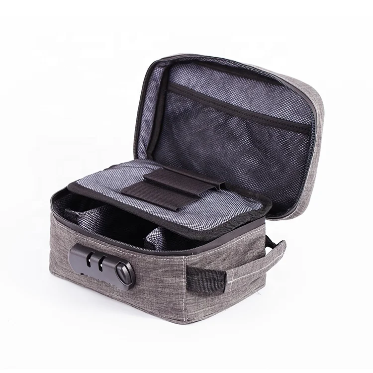 Oxford cloth Travel case carbon lined ziplock smell proof bag with Fixed partition