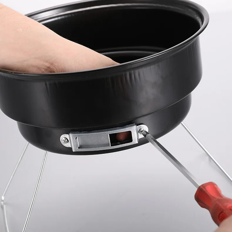 Portable Round Barbecue Outdoor Stainless Steel Barbecue Folding Ice Boiler BBQ Grill