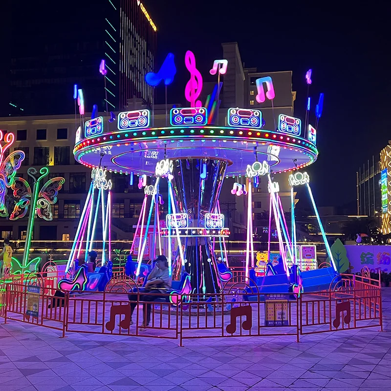 New Generation 16-Seater Flying Chair Music Theme Fiberglass Rotating Carousel Classic Amusement Shopping Malls Public Occasions
