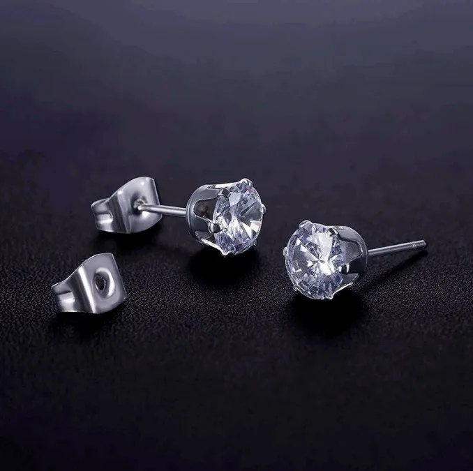 Manufacturer Direct Sales Hot Selling Stainless Steel Zircon Earrings Six Claw Stud Earrings