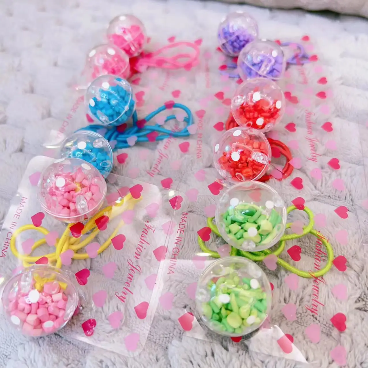 Mylulu Have more designs multicolor ponytail holders rubber elastics hair ties for women kids Kids Hair Beads And Bobbles