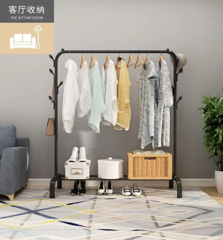 Hot Products Waterproof Clothes Garment Rack With Bottom Shelf For Home Standing Cloth Rack