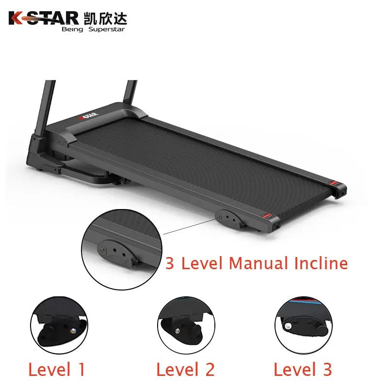Manufacture Free Spare Parts Sport Equipment Running Machine Home Use 3 Level Incline Treadmill