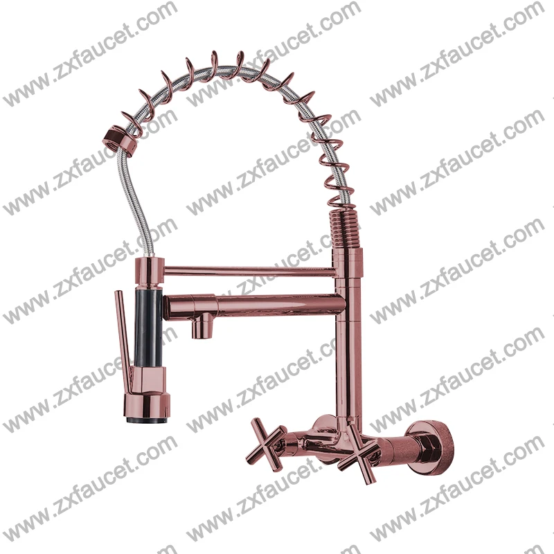 Zuoxuan American  Chrome Plated White Flexible Hose Mixer Tap Faucet For Kitchen