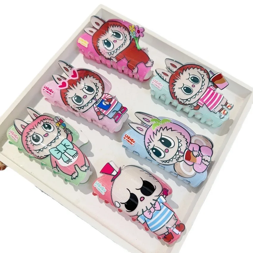 RuunJ Cartoon Acrylic Catch Clip Cute Labubu Catch Hairpin Girl Hair Shark Clip Joker Hair Clip Hair Accessories gifts For Girls