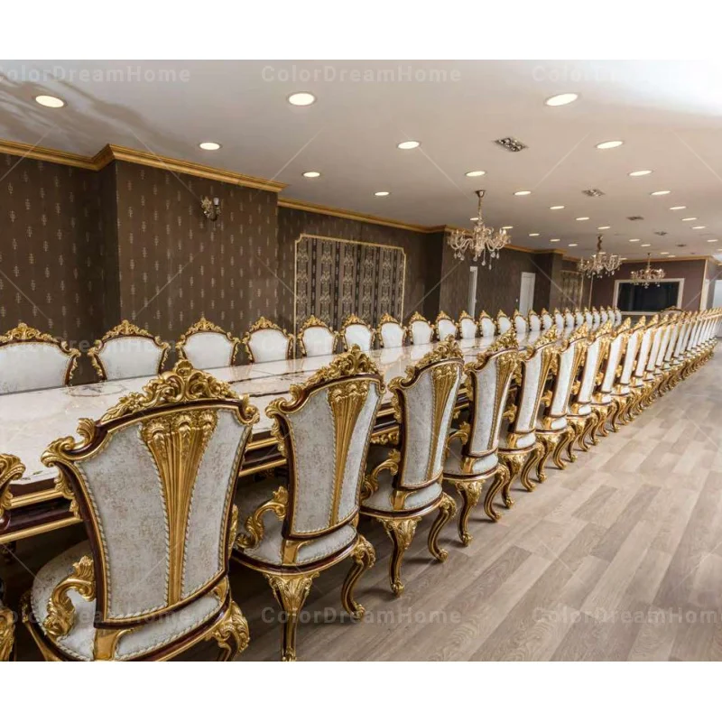 Turkey Dining Table with Carved Chair Furniture Custom Table Antique Large Classic Banquet hall table