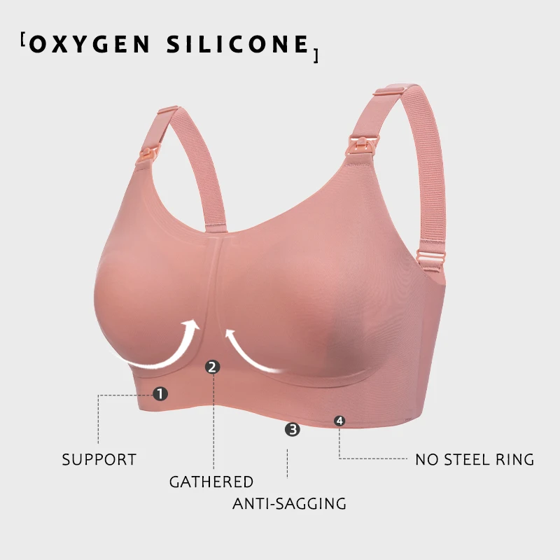 Wholesale 34 36 38 40 42 BCD Cup Wireless High Quality Jelly Glued Maternity Comfort Healthy Removable Silicone Pad Nursing Bra