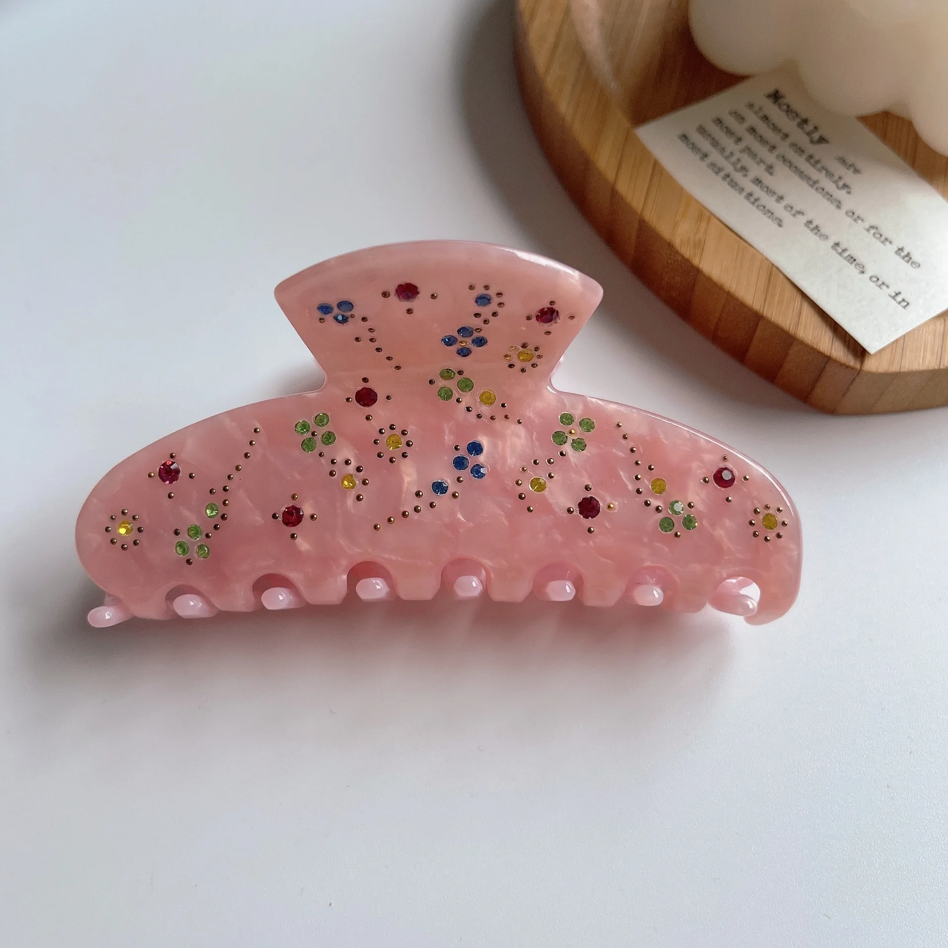 Custom Luxury Flower Acetate Diamond Alligator Hair Clips High Quality Hair Claws For Girls