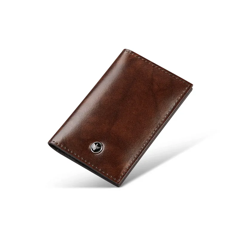 William POLO Blue leather wallet Ultra thin Card Holder Cow Skin Soft mens mini wallet for men leather card bag
