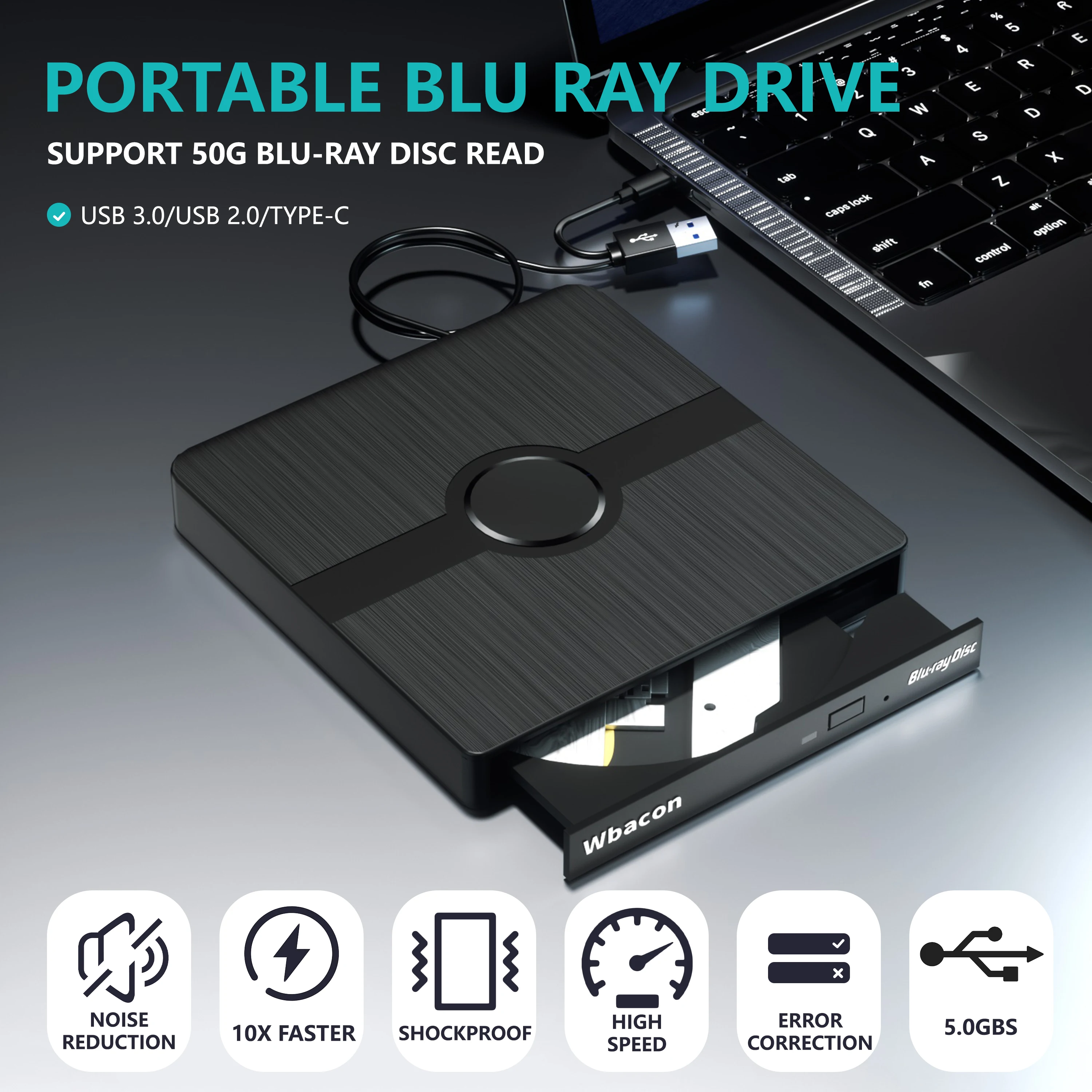 New design blue-ray usb 4k recorder cd dvd dvd bd storage portable slim dvd-rw external drive Plug and play