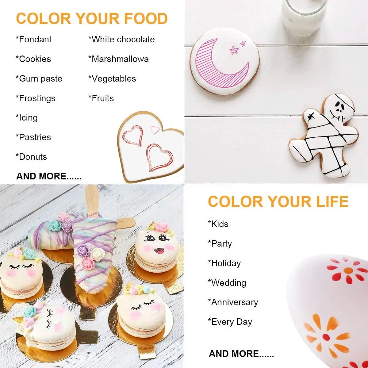 Food Coloring Markers Double Sided Food Coloring Pens with Fine & Thick Tip Edible Gourmet Writer Food Grade Decorator Pens