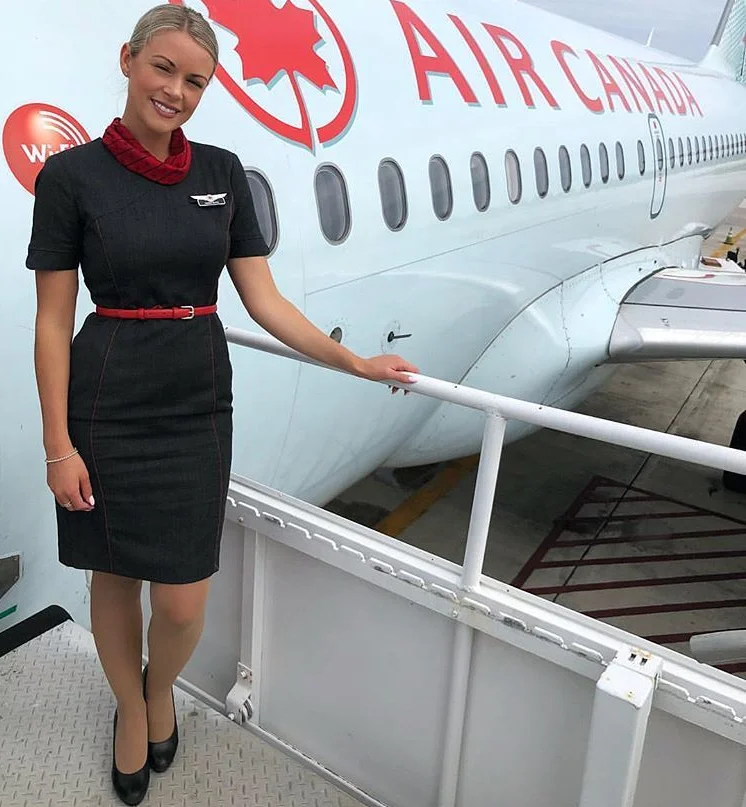 Air hostess costume black or grey color cabin crew dress custom high quality Canada airway stewardess uniform